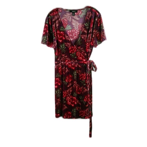 Forever 21+ = V-Neck Wrap Velour Dress - Size 3X - Picture 1 of 6